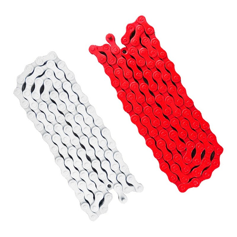 2x Bicycle MTB BMX Road Bike 1/2 inchX 1/8 inch Fixied Chain Single Speed 96 Link White & Red