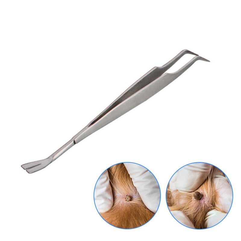 2 In 1 Stainless Steel Tick Tweezers Quick Tick Removal Tool for Cat Dog People Pet Supplies Dog Tick Removal