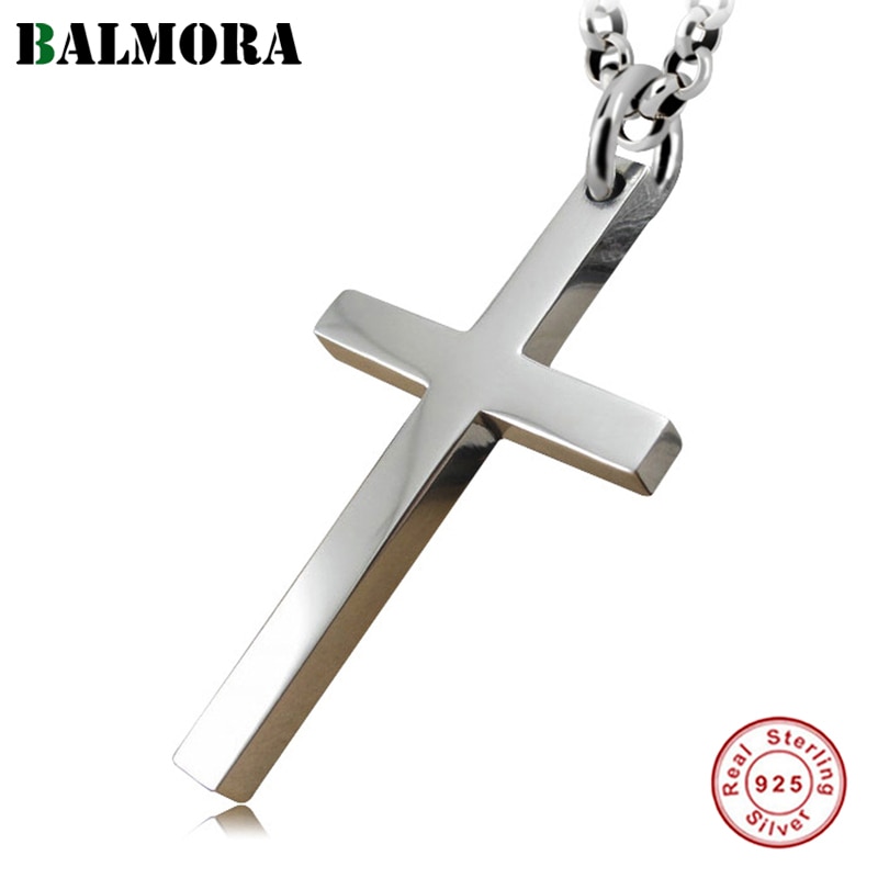 BALMORA Real 925 argent Sterling Simple classique jésus croix pendentif pour colliers femmes hommes chrétien Punk bijoux