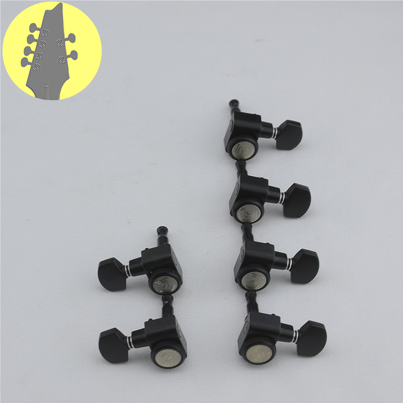 1 Set 6/7/8 corde senza chiusura a vite teste per chitarra sigillate accordatori per chitarra nero/oro/argento cromato: nero