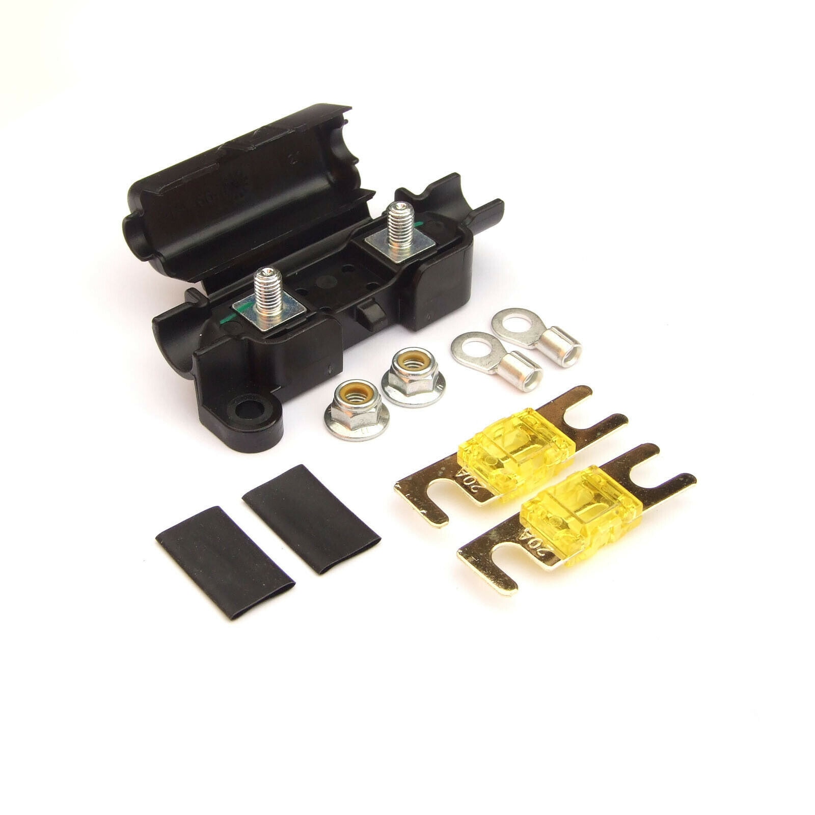 2 x 20 Amp Midi Fuses Terminals And Heat Shrink Midi Car Inline Fuse Holder