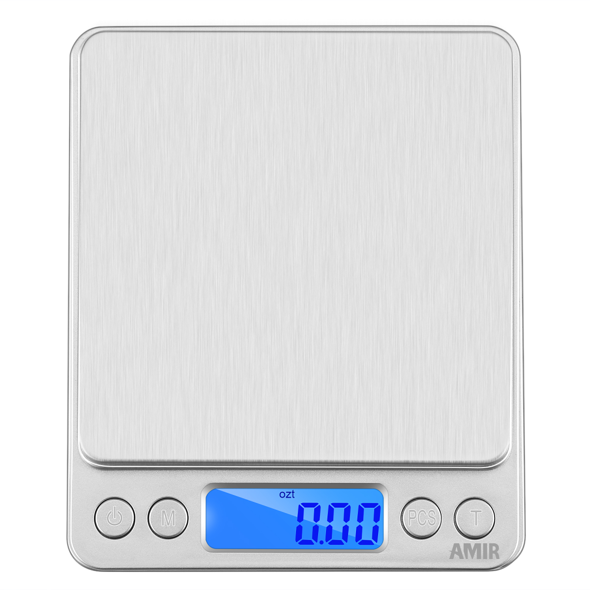 AMIR Digital Kitchen Scale Mini Pocket Stainless Steel Food Baking Scale 500g/0.01g LCD Display Electronic Kitchen Scales: Silver