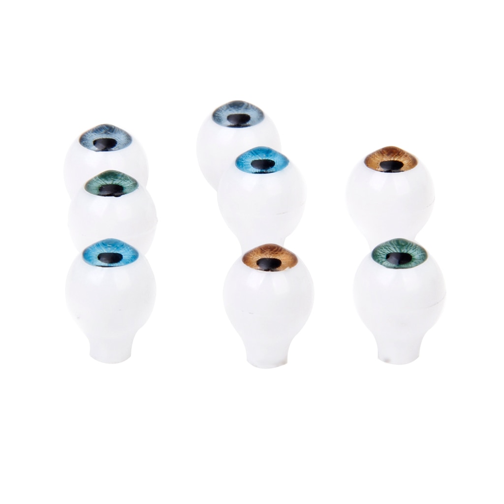 Pakke  of 4 par runde akryl dukkeøjne øjeæbler 8mm brun blågrøn tan