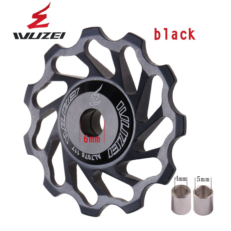 WUZEI — 2 pièces, roue dentée et galet pour dérailleur arrière, à 11, 12 et 13 dents, en céramique et alliage aluminium, pour vtt, guide poulies en céramique: 11T black