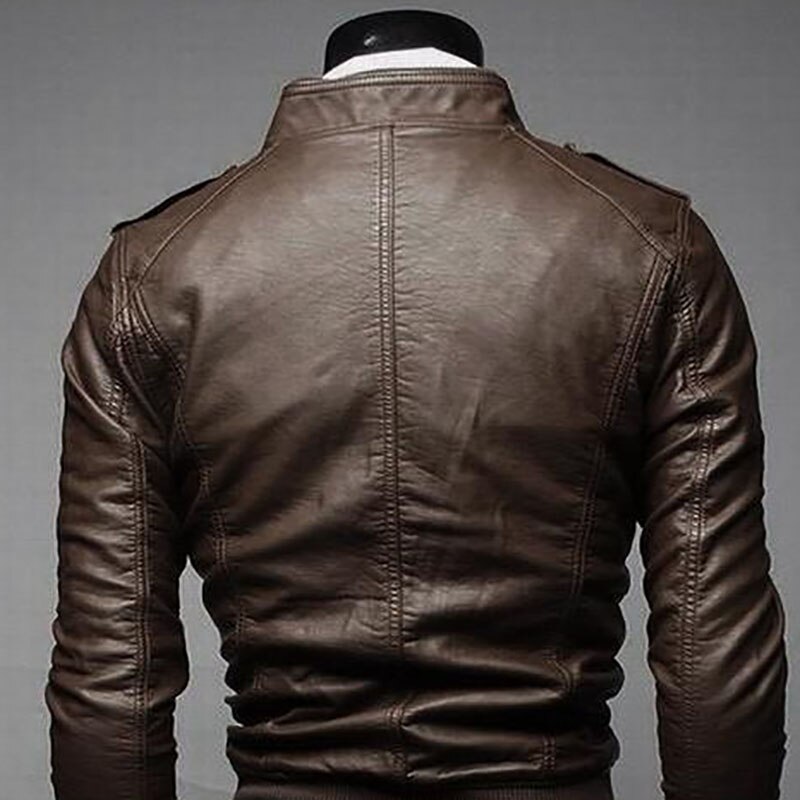 Men's Locomotive Coat Jacket Spring Jacket Men Leather Windbreaker Coats Motorcycle Leather: Brown / XL