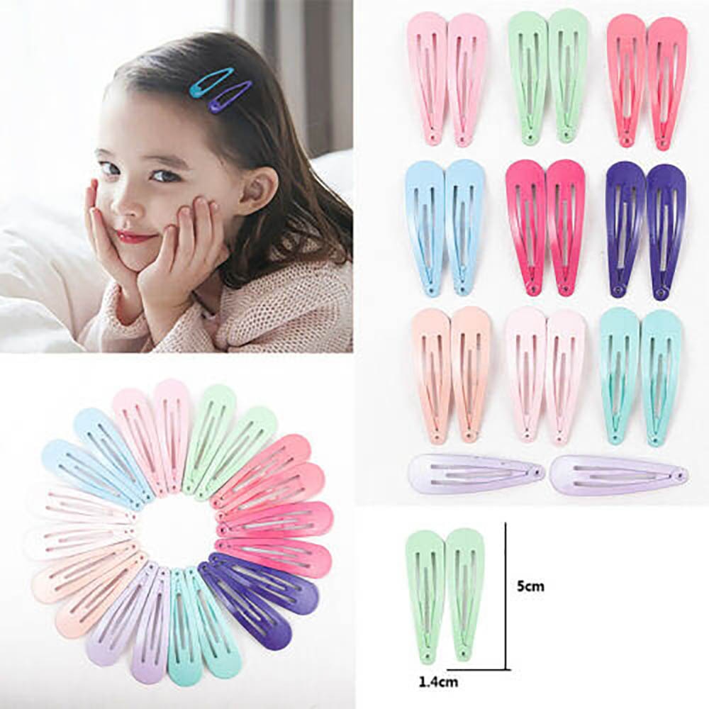 Pinzas de pelo a presión para niña y bebé, accesorios para el cabello para mujer, horquillas, pasadores, pasadores de Color sólido, horquilla de Metal, 24 Uds.