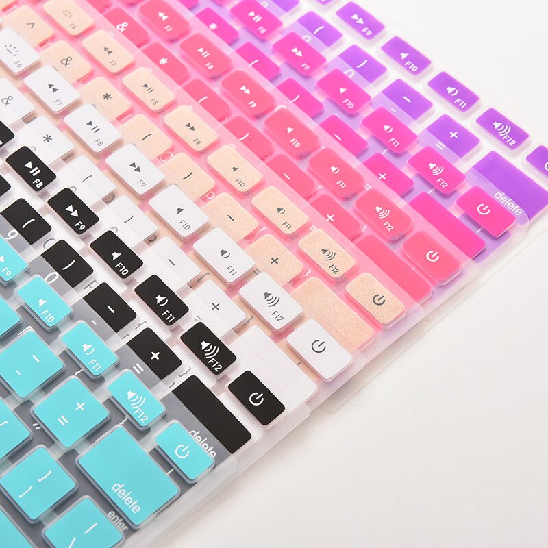 Funda de silicona con teclado para Apple Macbook Pro, MAC 13, 15 y 17, 7 colores,