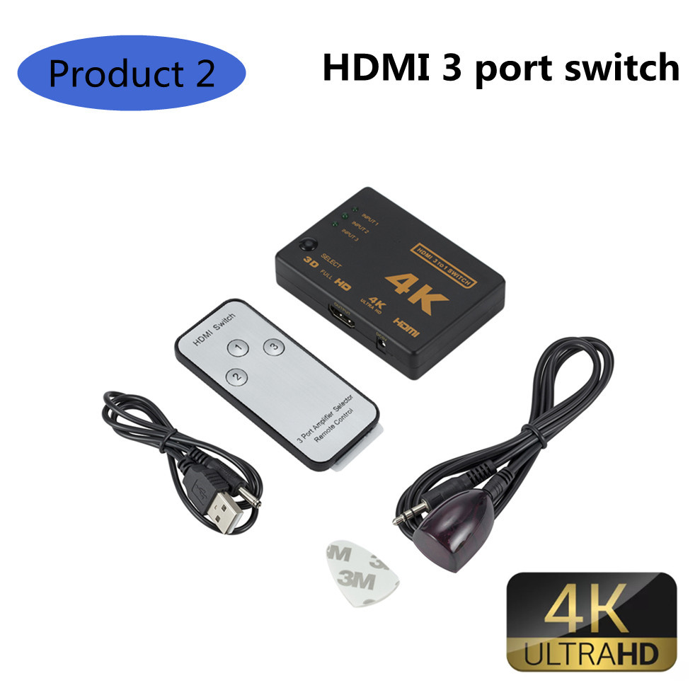 4K 2K 5x1 HDMI Cable Splitter HD 1080P Video Switcher Adapter 5 Input 1 Output Port HDMI Hub for Xbox PS4 DVD HDTV PC Laptop TV: Product 2