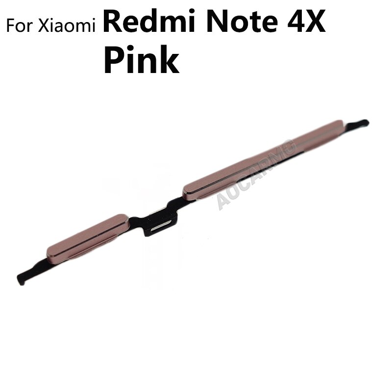 Aocarmo Voor Xiaomi Redmi 4X / Note 4X Power On Off Knop + Volume Up Down Schakelaar Side Key Vervanging deel: For Note 4X Pink