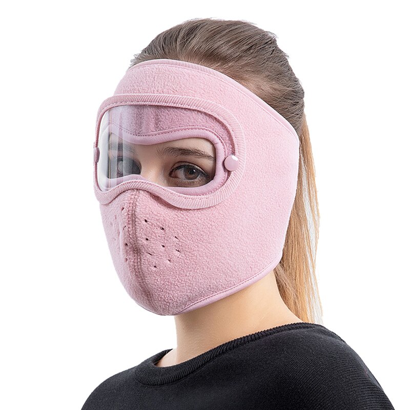 Facial Protection Anti-Fog Dust-Proof Full Face Protection Headgear with Removable Goggles NIN668: Pink