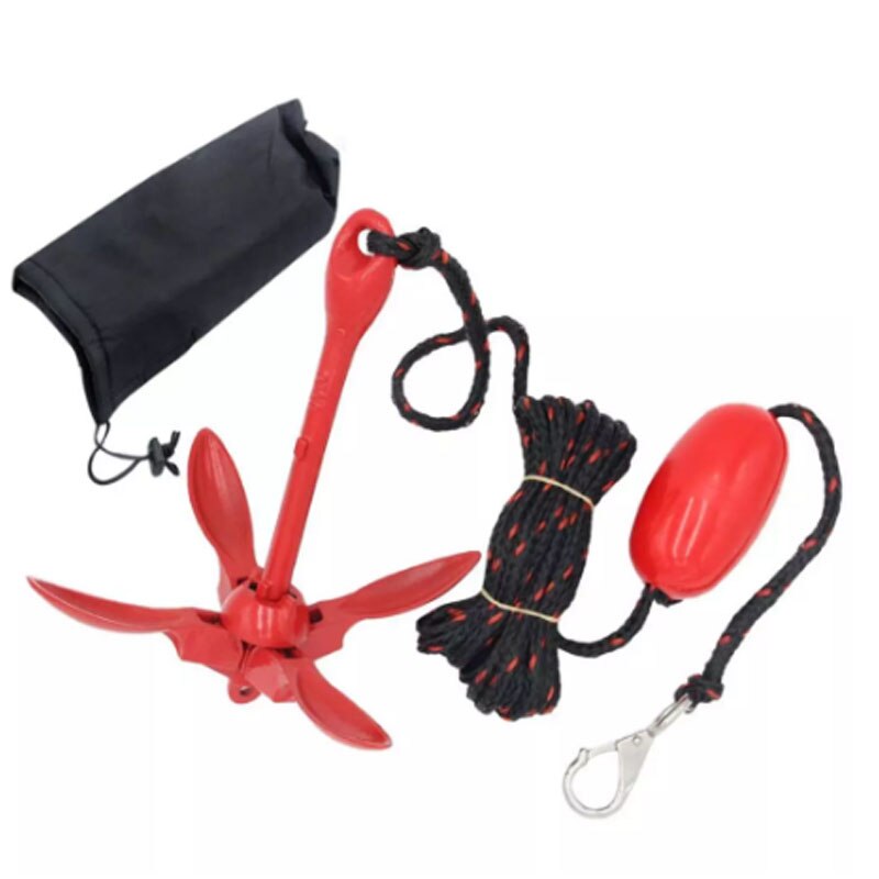 Boat Galvanized Folding Anchor Buoy Kit Portable Complete Grapnel Anchor System With Storage Bag