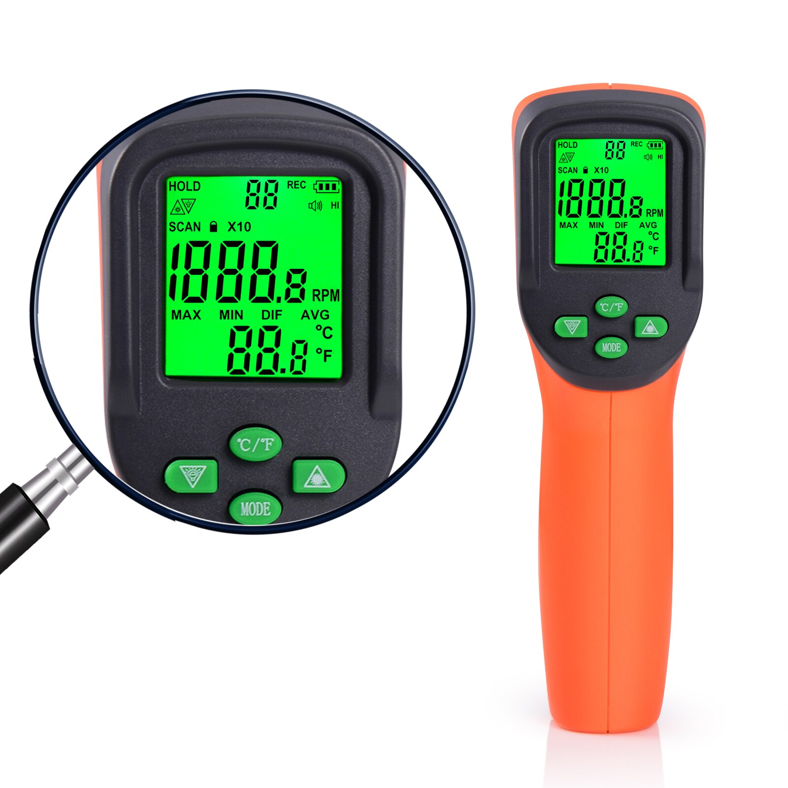 FOSHIO-tacómetro Digital para coche y motocicleta, medidor de velocidad fotoeléctrica sin contacto, medidor de potencia del viento, velocímetro de RPM