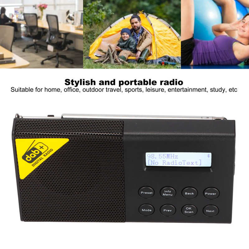 Bluetooth Digital Radio Stereo LCD Display Screen Portable DAB FM Wireless Radio for IPhone Smartphone Dab Radio