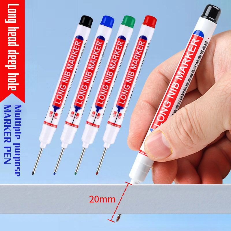 3Pcs/Set 20mm Deep Hole Long Nib Head Markers For Metal Perforating Pen Waterproof Bathroom Woodworking Decoration Multi-Purpose