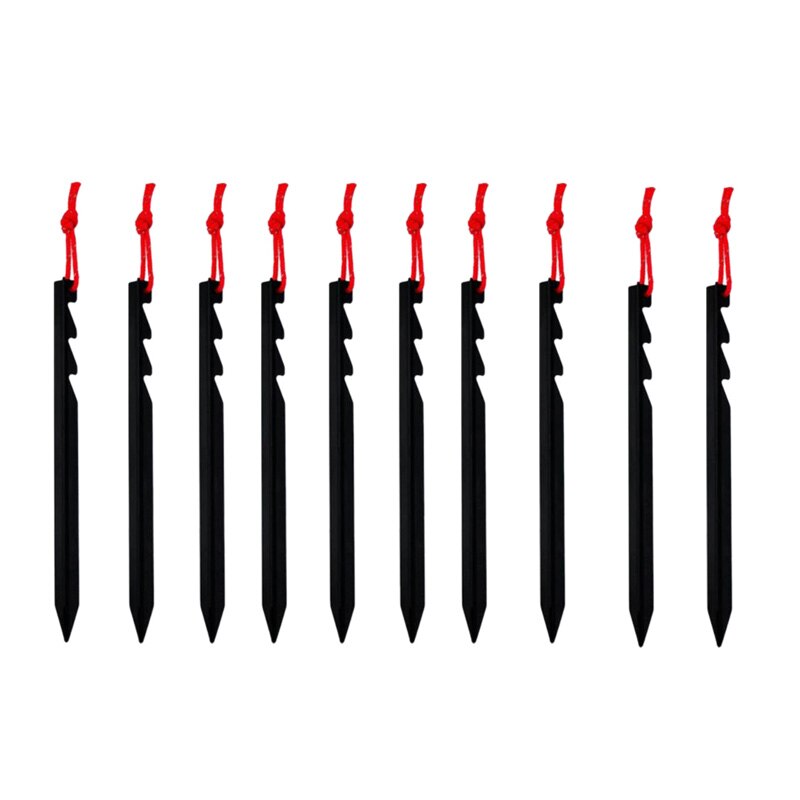 10 pièces en alliage d'aluminium tente chevilles clous avec corde léger en plein air Camping randonnée tente piquets 4 couleurs: Black