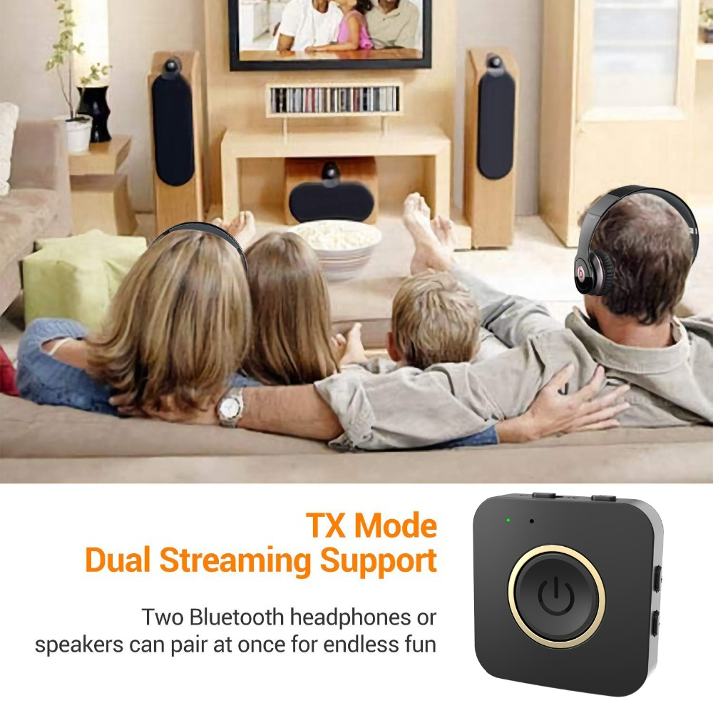 Dual Connection Bluetooth 5.0 CSR8675 Aptx HD Low Latency Stereo Handsfree Aux 3.5mm Music Transmitter Receiver TV Audio Adapter