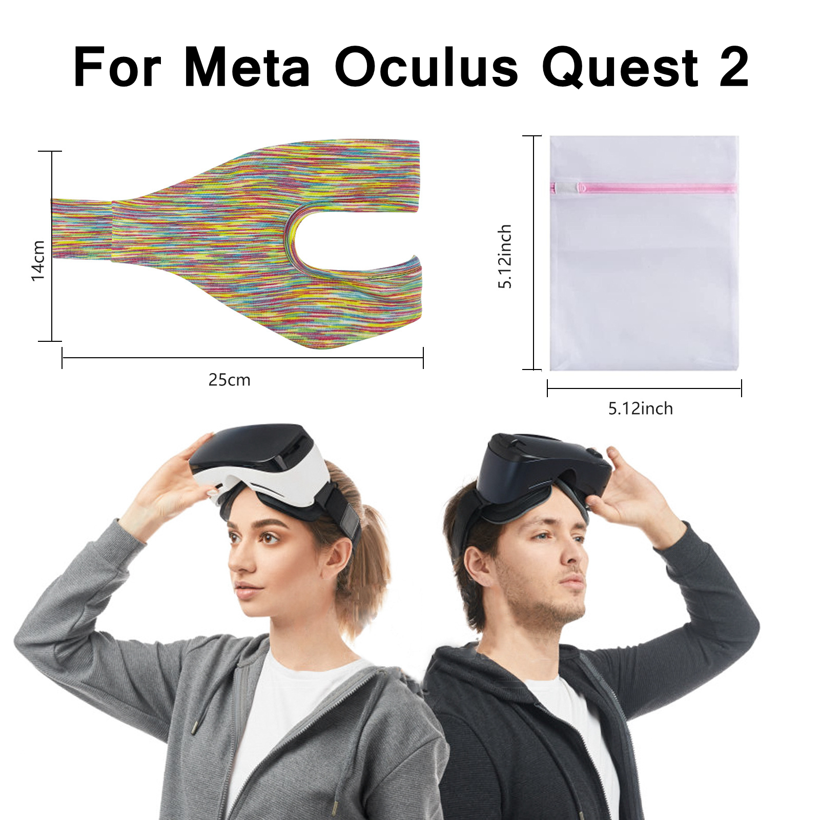 VR Accessories Eye Mask Cover For Oculus Quest 2 Breathable Sweat Band Padding with Virtual Reality Headsets Adjustable Sizes