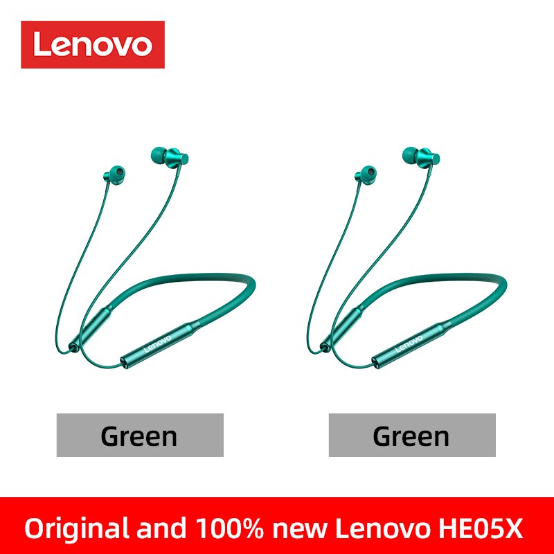 Lenovo HE05X Speaker Sport Wireless Bluetooth 5.0 In-Ear Earphone Waterproof Headphone Sports Neckband Headsets For Mobile Phone: green 2