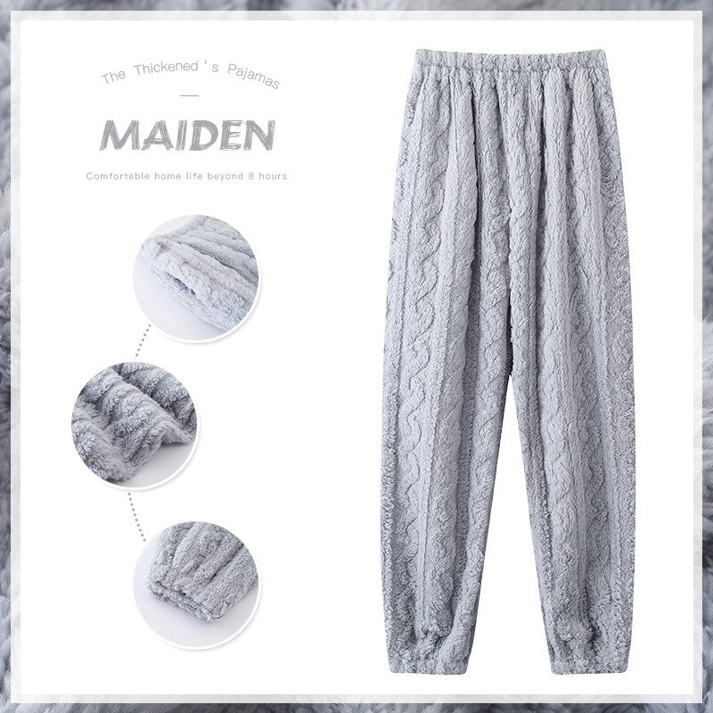 Pantalones de pijama de franela para mujer, pantalón grueso y cálido para dormir, holgado, cómodo, de lana Coral, de felpa, informal: 883 / XXL
