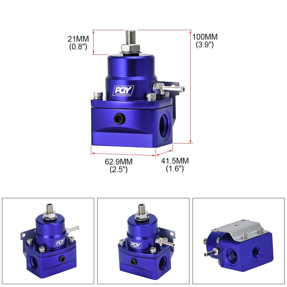 RESO--AN8 Fuel Regulator With boost -8AN 8/8/6 EFI Fuel Pressure Regulator With Gauge