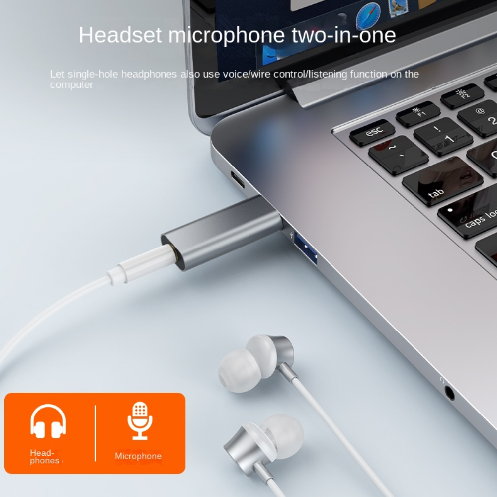 USB To 3.5mm Headphone 3.5mm Adapter 2 in 1 Audio Earphone Jack Adapter External Stereo-Sound Mini Wired Headset Converter