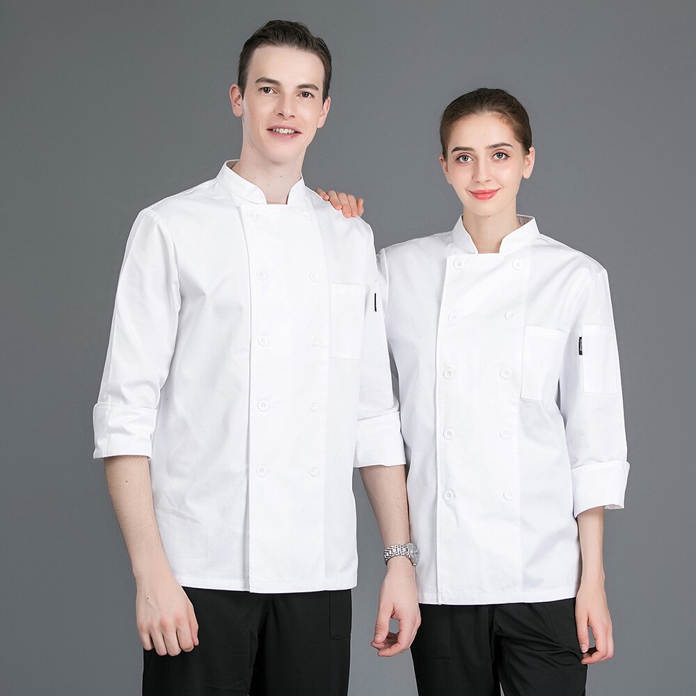 Hotelkøkken kokkeskjorter restaurant kokkeuniformer unisex catering kokke arbejdstøj mænd hvid kokkejakke kvinde