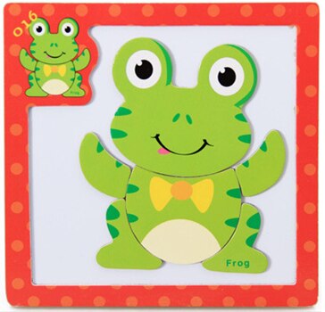 Cartoon Animal Magnetic Puzzles and Drawing Board Children Wooden Toys Writing Jigsaw Homeschool Supplies Educational Baby: Green