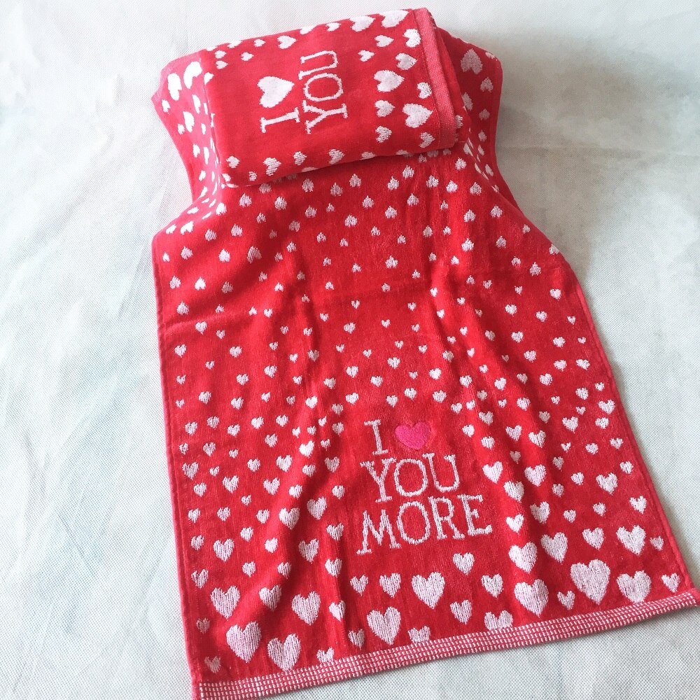 Valentines Luxury Cotton Terry Face Towels for Lovers Embroidered Bath Towel for Adults