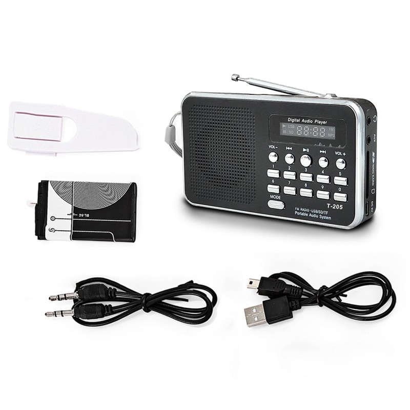Draagbare Mini Am Fm Radio Stereo Speaker Ondersteuning Sd/Tf Card Met Usb (Zwart)
