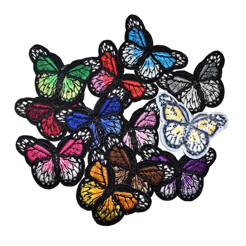 5Pcs Vlinder Borduurwerk Patches Hotfix Motif Applicaties Iron Op Patches Badge Stickers Voor Kleding Accessoire 3.0X4.4 Cm