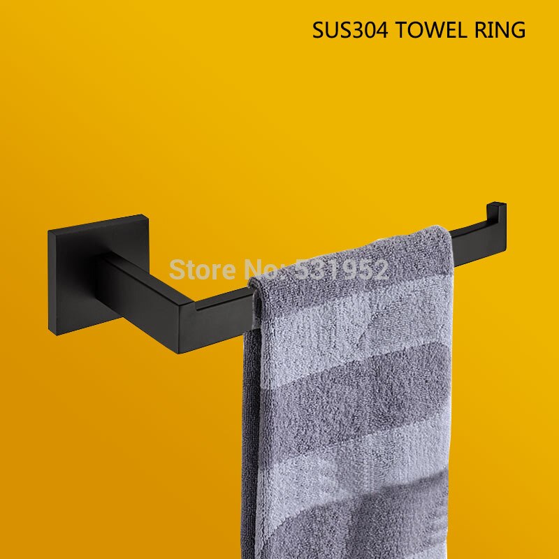 Black Matte Bathroom Accessories Tissue Paper Holder Towel Rail Rack Toilet Brush Holder Toothbrush Holder Toilet Brush Holder