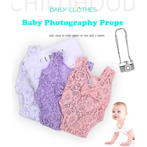 Nyfødt baby pige hæklet strik kostume fotofotografering prop hat tøj baby blonder tøj hovedbånd foto rekvisitter 0 to 2m