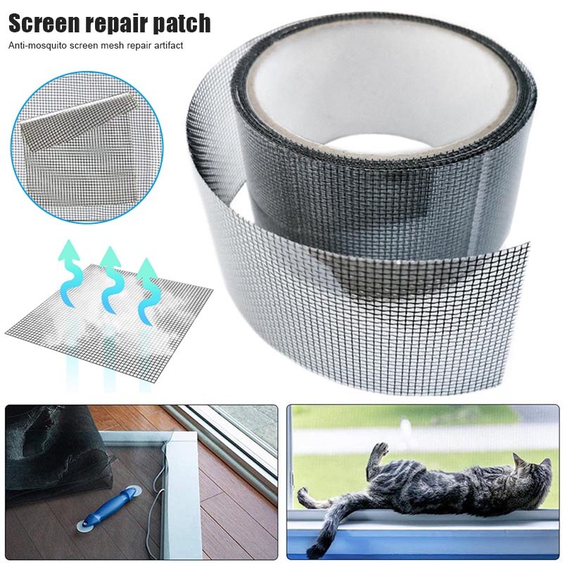 Window Screen Repair Kit Tape Screen Patch Repair Kit Well Ventilated Strong Adhesive Waterproof Fiberglass Covering Mesh Tapes
