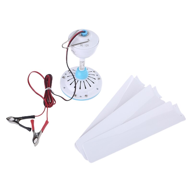 12V wyciszenie wentylator sufitowy 19.6 calowy cichy namiot kempingowy wiszący wentylator bez przełącznika 230cm kabel na zewnątrz piesze wycieczki łóżko domu piknik: 70CM