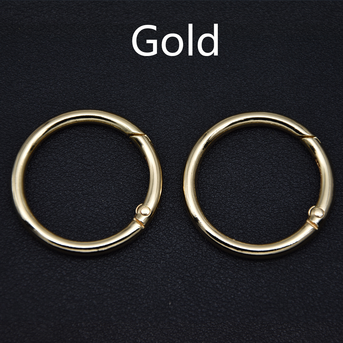 5pcs Metal O Ring Spring Clasps for DIY Jewelry Openable Round Carabiner Keychain Bag Clips: 1/2" / Light Gold
