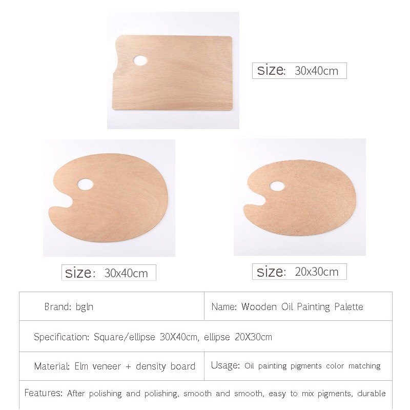 Wood Oval Square Oil Painting Palette Oil Paint Ellipse Drawing Palette Paleta School Art Supplies