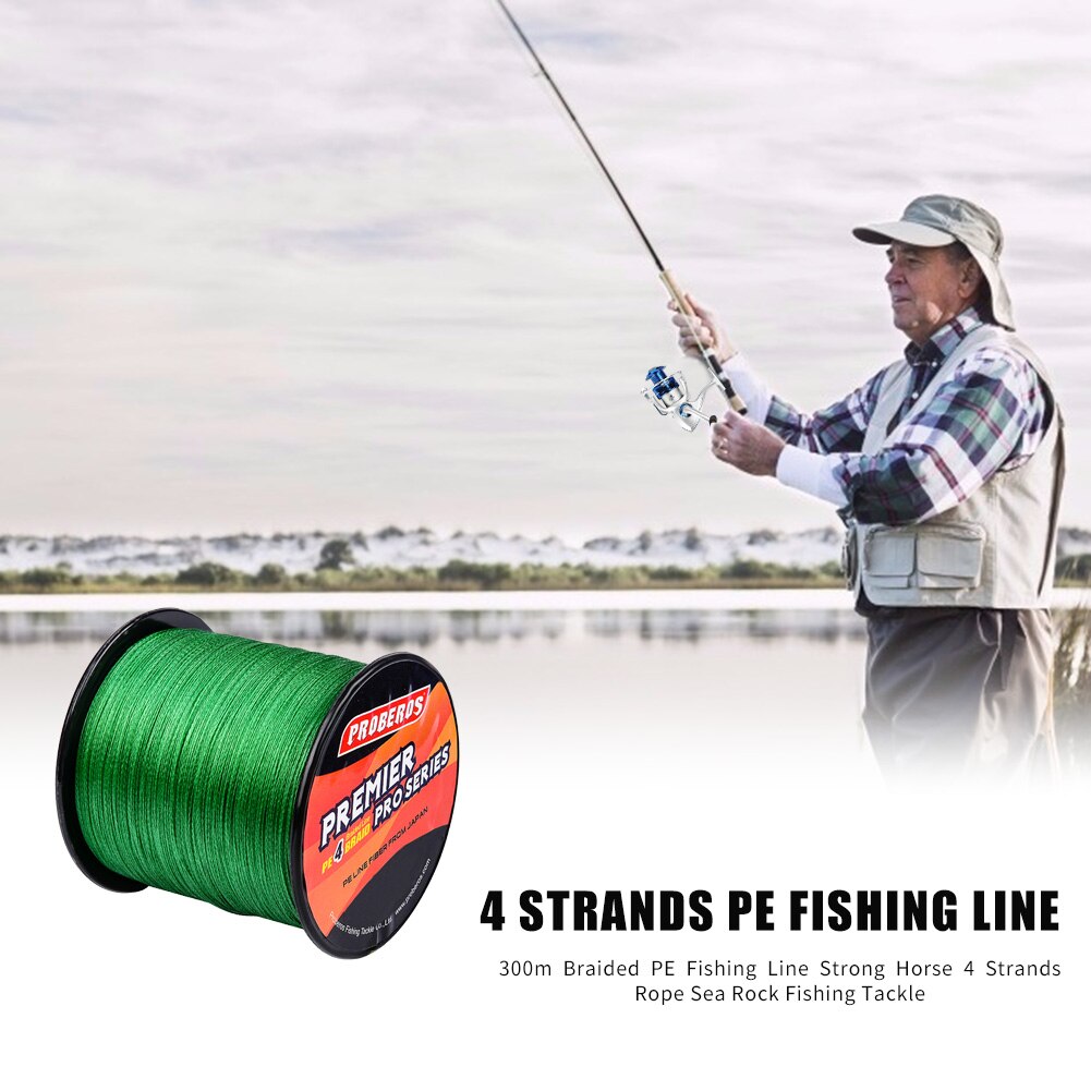 Pro beros 4 strengen gevlochten pe vislijn sterke paardenzee rots visdraad multifilament vislijn glad 300m