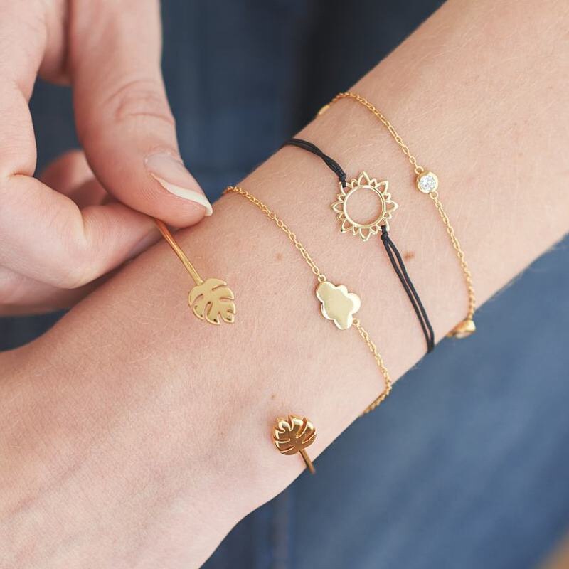 Modyle 4 stks/set Mode Brief Liefde Arrow Driehoek Knoop Cactus Chain Gold Bangle Set Lady Exquisite Verstelbare Sieraden Verjaardag: 82803