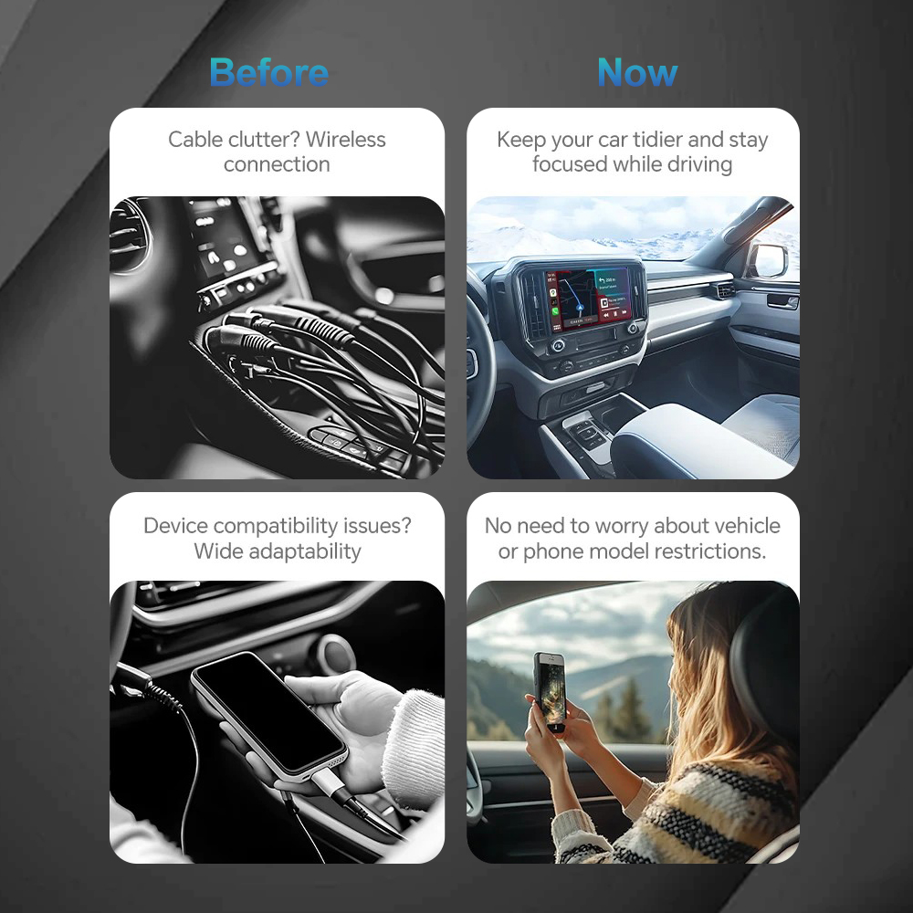 2025 NIEUW 2-in-1 draadloze Carplay AI Box Android Auto Plug and Play toepasbaar om originele auto bekabelde Carplay naar draadloos te converteren