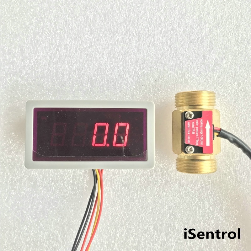 US208MT +YF-B5 2-45L/min flow sensor Flow Meter Totalizer and Alarmer Flow Rate Display for water Flow Sensor iSentrol Sensor