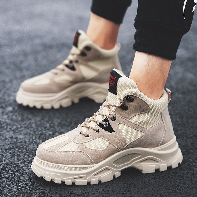 Men's Walking Shoes Increase Height Platform Shoes For Male Outdoor Super Cool Sneakers For Men Size 39-44: Brown / 10
