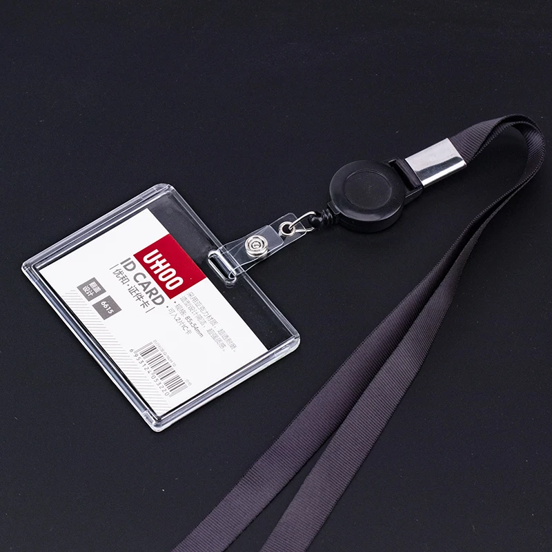 Etiqueta de identificación Horizontal Vertical de plástico duro transparente, acceso a tarjeta de trabajo de empleado, funda, funda, soporte para insignia: Transparente