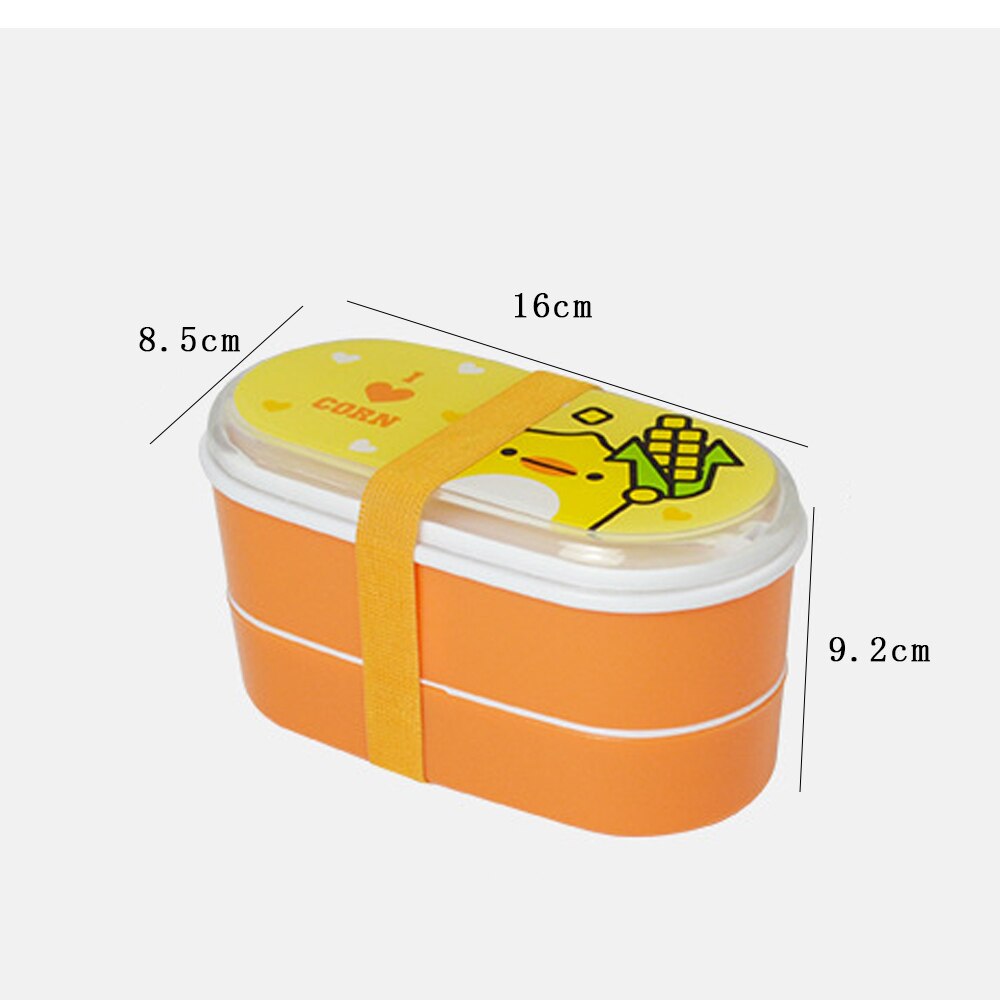 Portable Plastic Cartoon Food Container Healthy Lunch Box Bento Boxes Dinnerware For School Kids Students Cutlery 1pcs