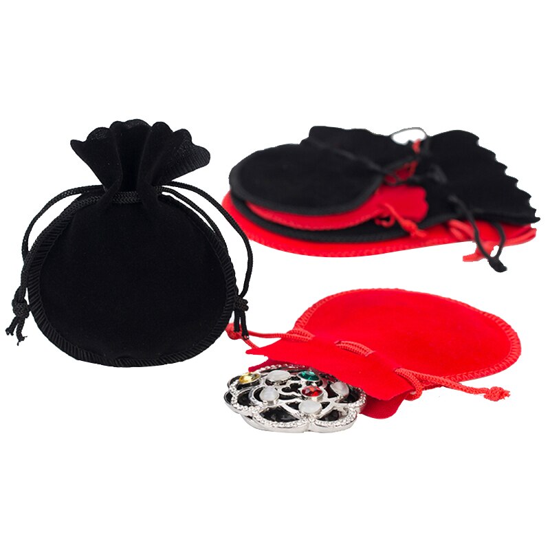 Bolsa de terciopelo 6x7 cm negro/tela roja organizador bolsa de Navidad/boda Cordón de para exhibición de joyería joyero Organizador