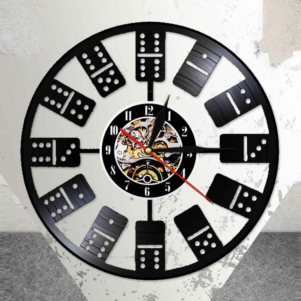 Classic Dominoes LED Wall Light Bedside Night Light Lamp Chess Game Entertainment Blocks Watch Made Of Real Vinyl Record
