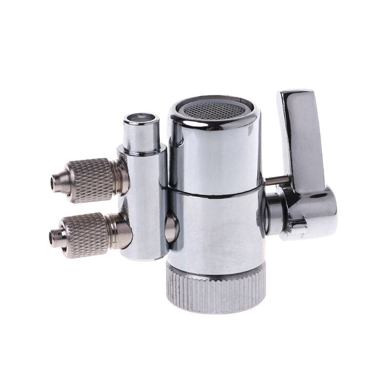 Water Filter Faucet Dual Diverter Valve M22 To 1/4" Plated Brass Water Faucet Dual Diverter Valve
