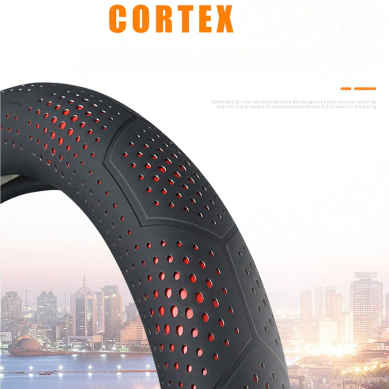 Universal Car Steering Wheel Cover 14.5-15 Inch, 3D Textured Non-Slip with Breathable Napa Leather