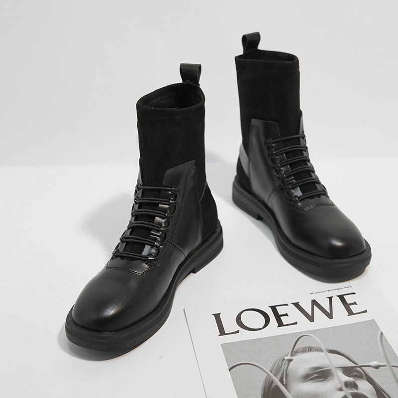 Ankle Boots Female Botas Zapatos Mujer Round Toe Black Boots Feminina Platform Shoes Chelsea Boots Ladies Shoes