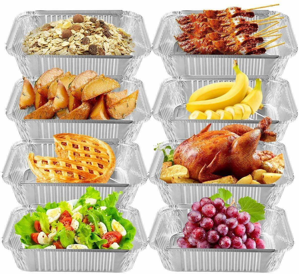 20 Pcs Tin Folie Doos Duurzaam Wegwerp Lade Zilveren Container Voedsel Houder Zonder Deksel Voor Barbecue