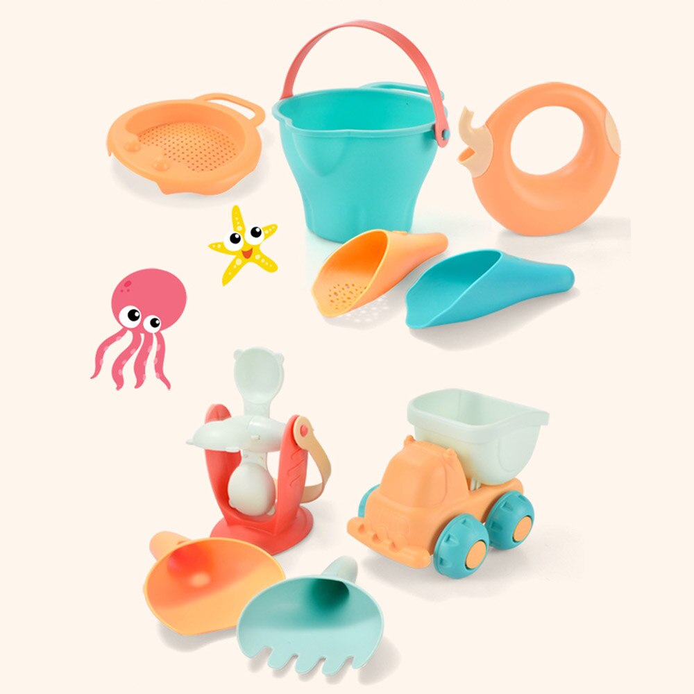 Spiaggia del bambino di Gioco Del Giocattolo Del Silicone Giocattoli Da Spiaggia Per I Bambini Sandbox Set Kit di Sabbia di Mare Secchio Rastrello Clessidra di Sabbia Stampi Strumento acqua Gioco